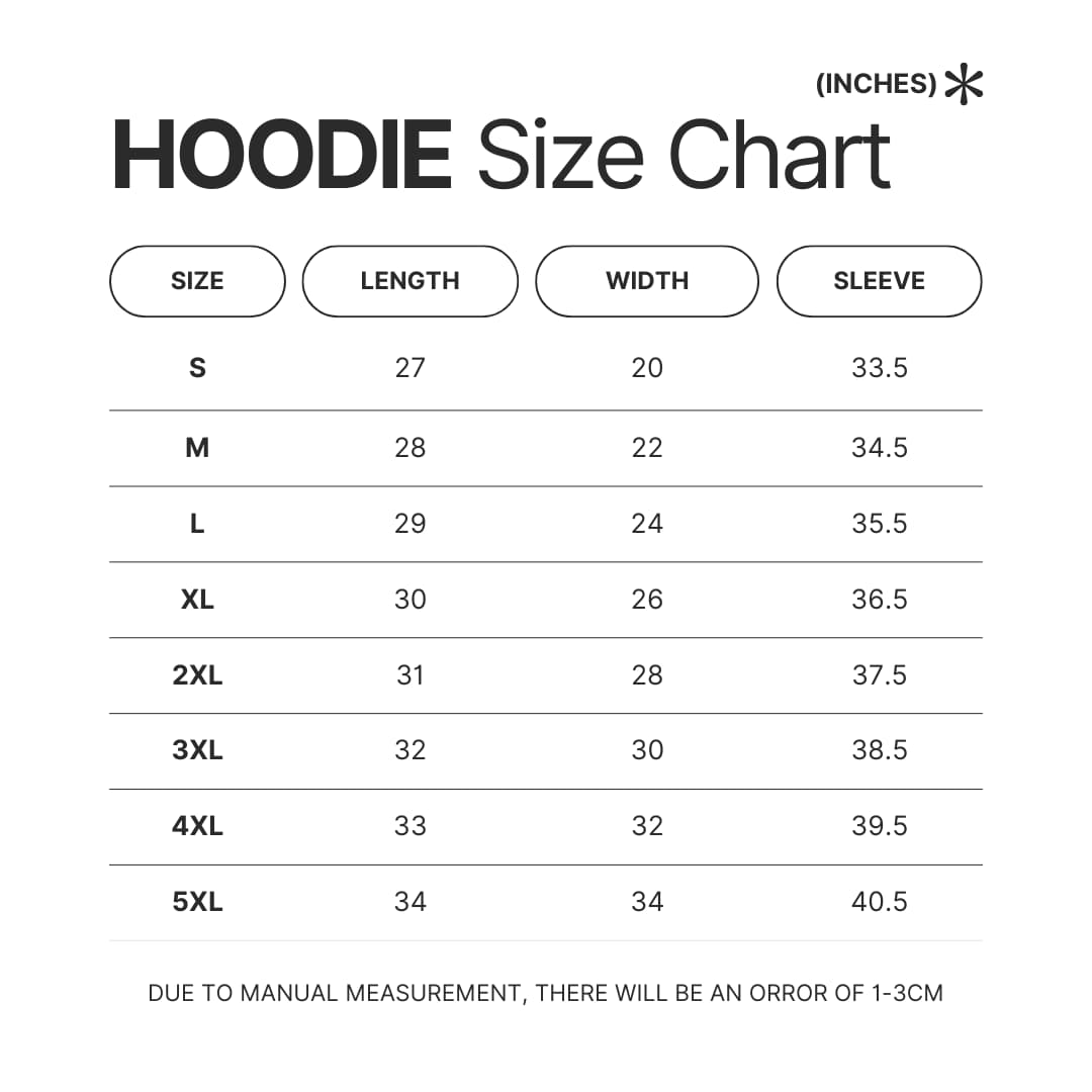 Hoodie Size Chart - One Piece Merch Canada