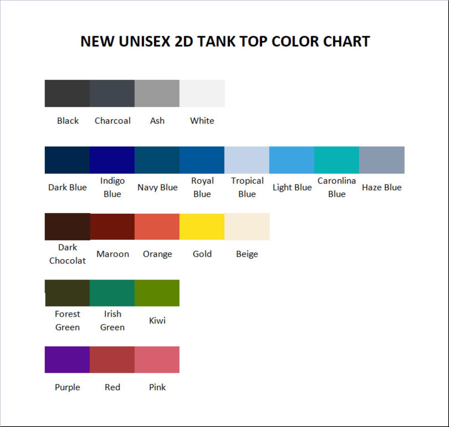 tank top color chart - One Piece Merch Canada