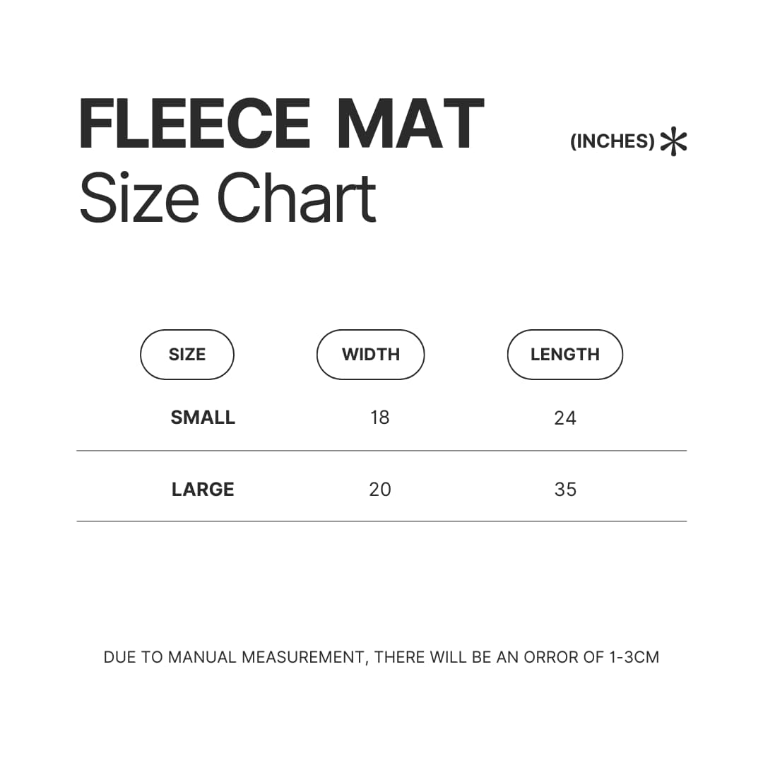 Fleece Mat Size Chart - One Piece Merch Canada