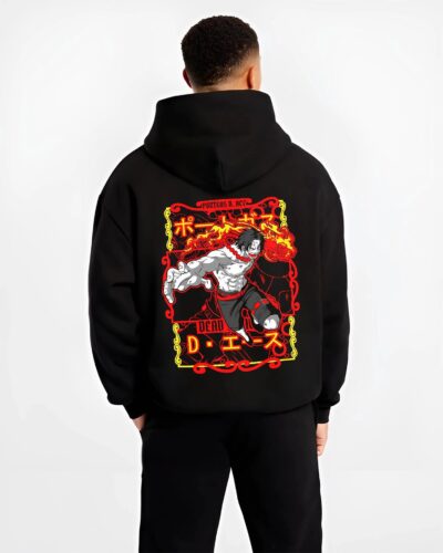 ACEBOLD B.black hoodie male back view - One Piece Merch Canada