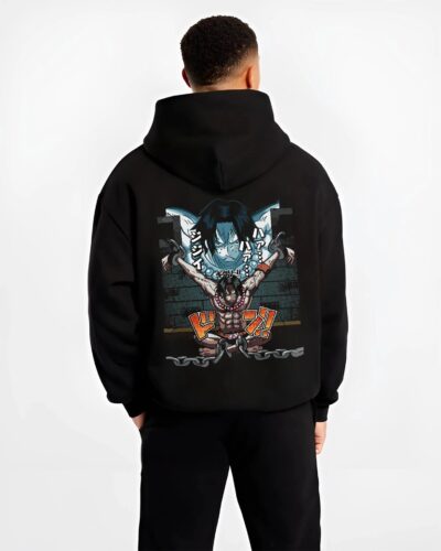 ACEV7 B.black hoodie male back view - One Piece Merch Canada