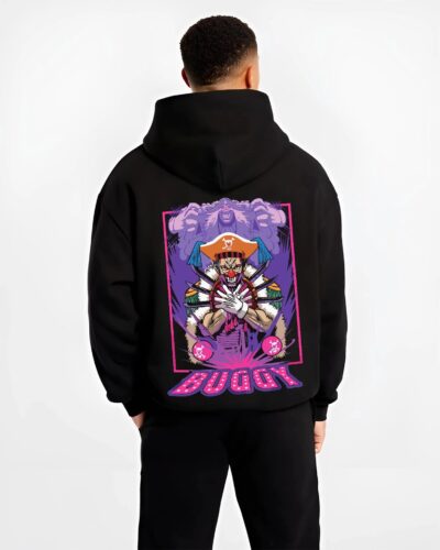 BUGGEX B.black hoodie male back view - One Piece Merch Canada