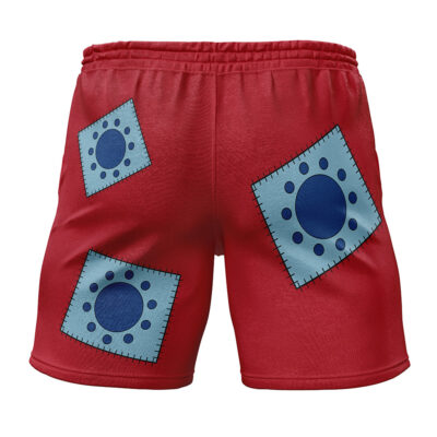 Luffy Wano Outfit One Piece Gym Shorts BACK mockup - One Piece Merch Canada