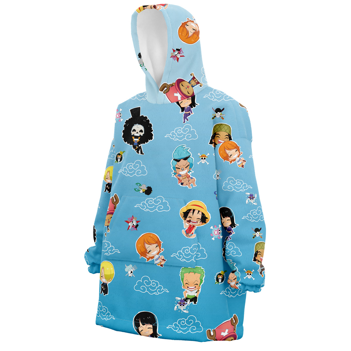 Chibi Straw Hat Crew Pattern One Piece Snug Oversized Blanket Hoodie - Image 2