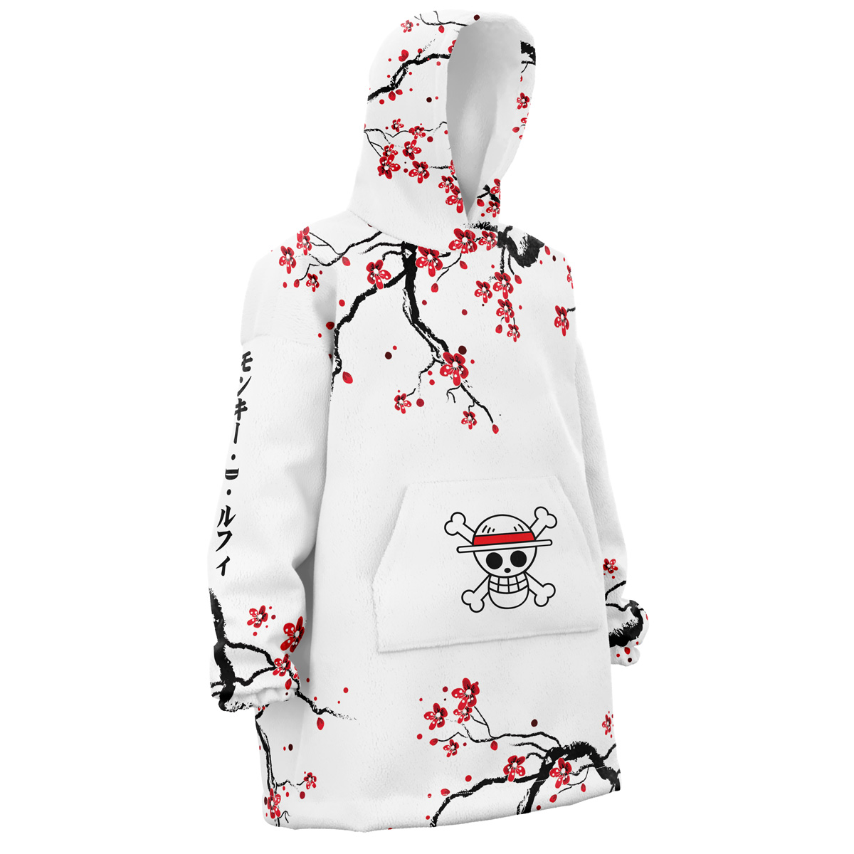 Luffy Gear 5 Cherry Blossom One Piece Snug Oversized Blanket Hoodie - Image 2
