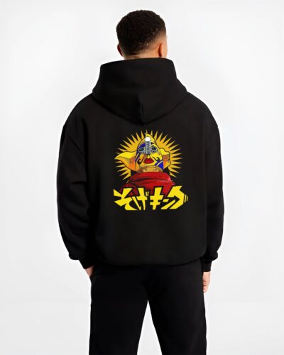 retro manga parody black hoodie male back view - One Piece Merch Canada