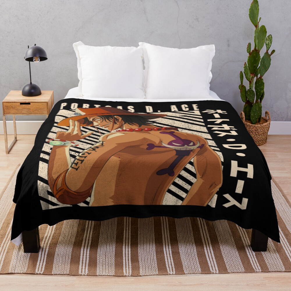 Portgas D Ace Fire Fist Throw Blanket