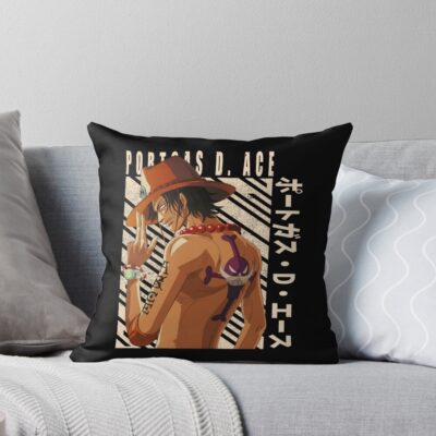 Portgas D Ace Fire Fist Throw Pillow