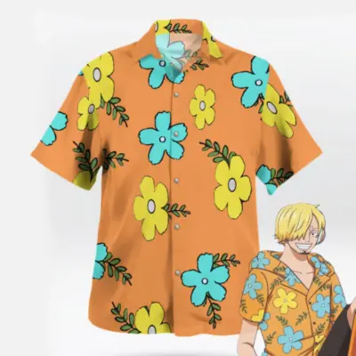 One Piece Sanji Egghead Island Hawaii Floral T-shirt