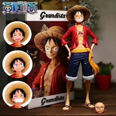 Hot 28cm One Piece Luffy Three Face Changing PVC Action Figure Model